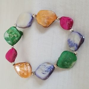 Vintage Silver Sea Shell Stretch Bracelet